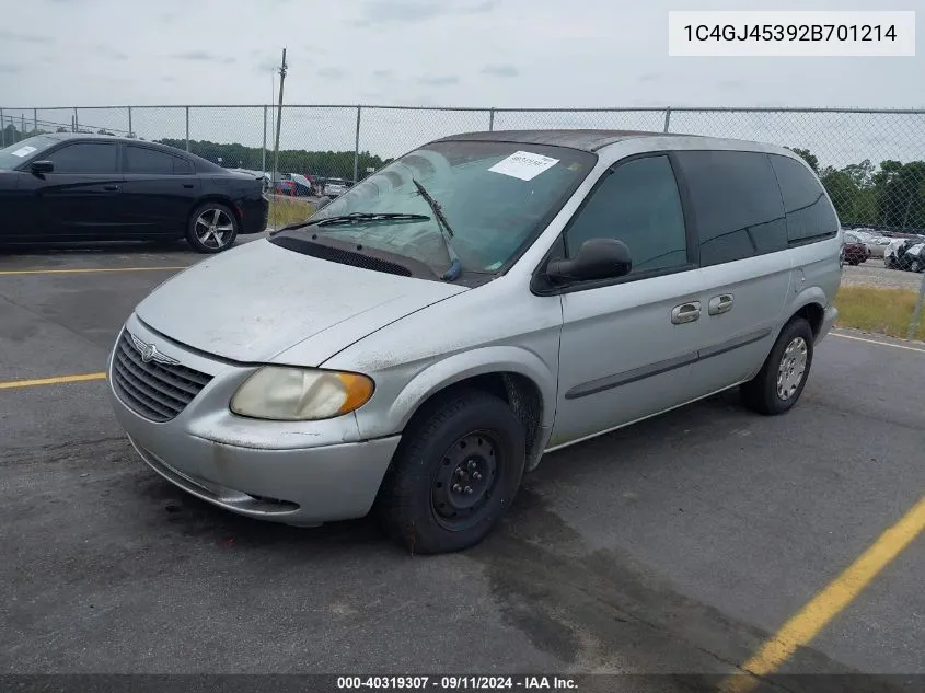 2002 Chrysler Voyager Lx VIN: 1C4GJ45392B701214 Lot: 40319307