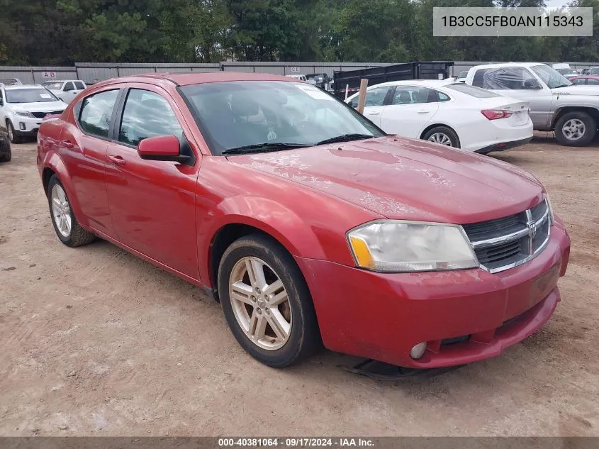 2010 Dodge Avenger R/T VIN: 1B3CC5FB0AN115343 Lot: 40381064