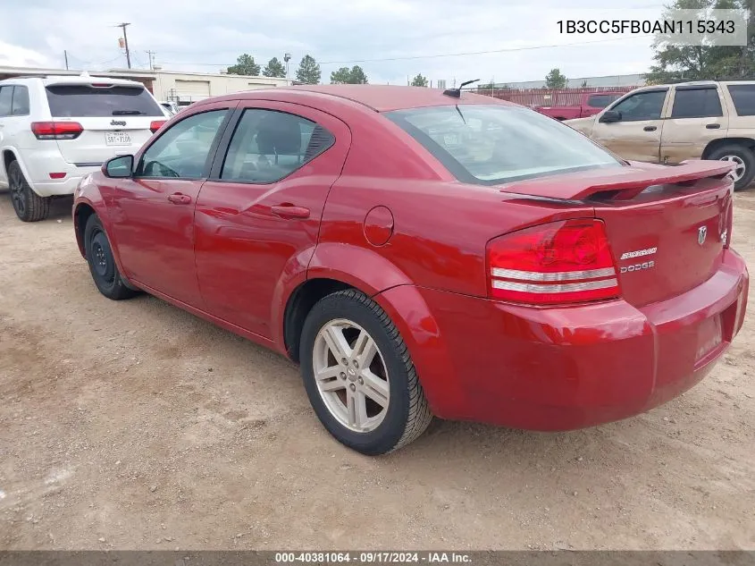 1B3CC5FB0AN115343 2010 Dodge Avenger R/T