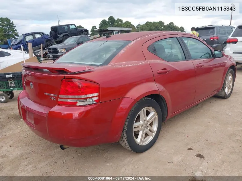 1B3CC5FB0AN115343 2010 Dodge Avenger R/T