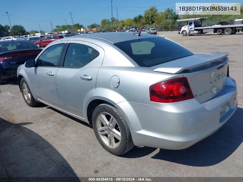 2011 Dodge Avenger Mainstreet VIN: 1B3BD1FBXBN538143 Lot: 40354515