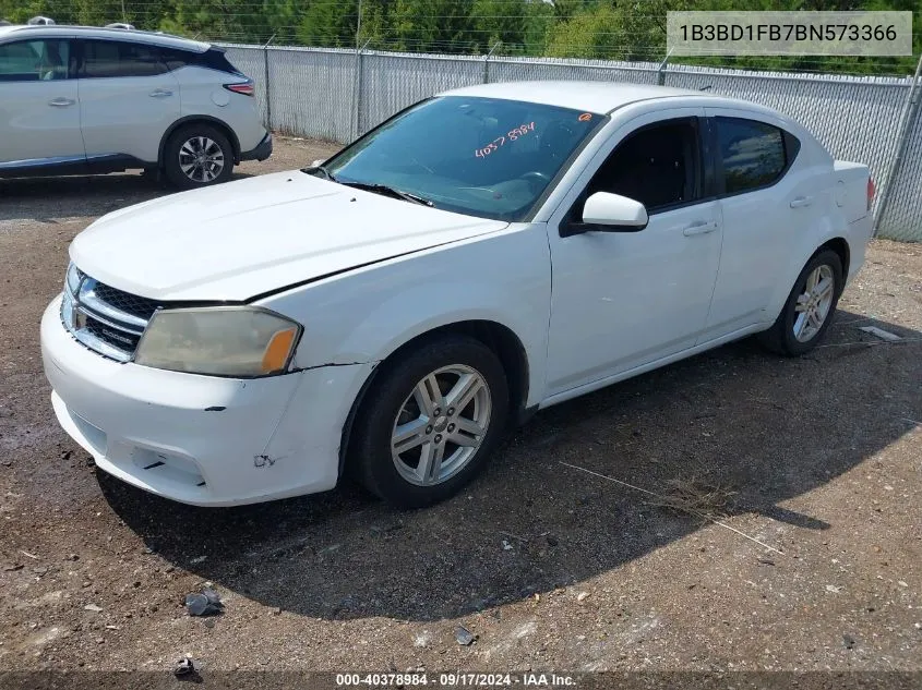 2011 Dodge Avenger Mainstreet VIN: 1B3BD1FB7BN573366 Lot: 40378984