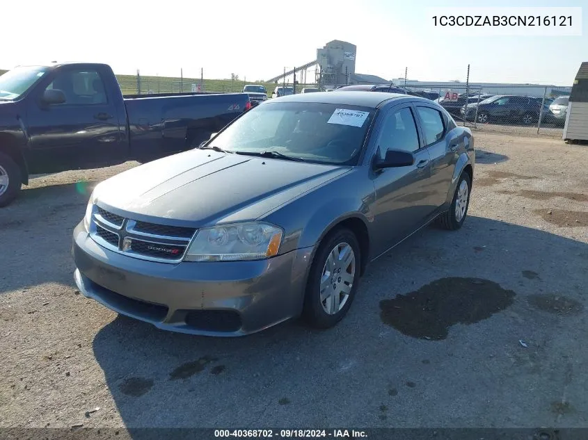 2012 Dodge Avenger Se VIN: 1C3CDZAB3CN216121 Lot: 40368702