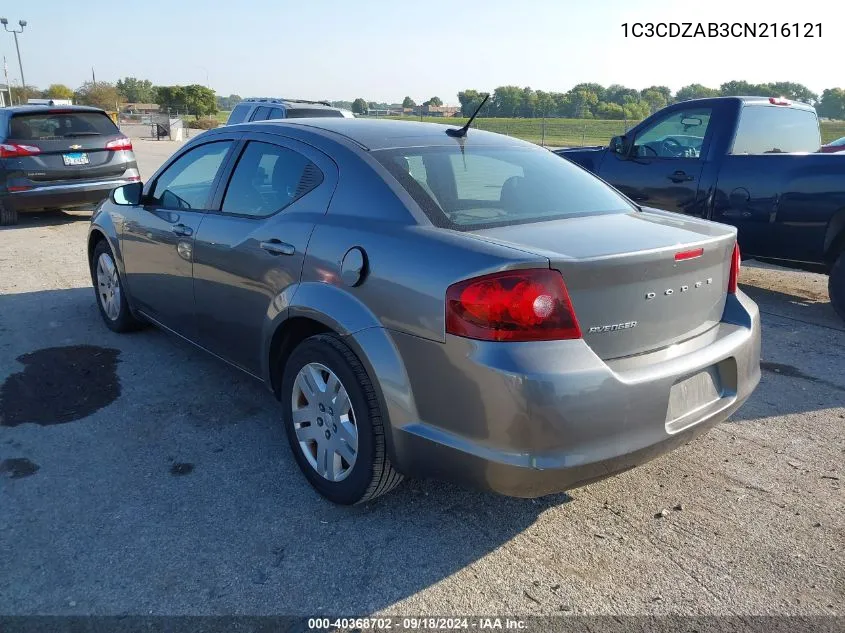 2012 Dodge Avenger Se VIN: 1C3CDZAB3CN216121 Lot: 40368702