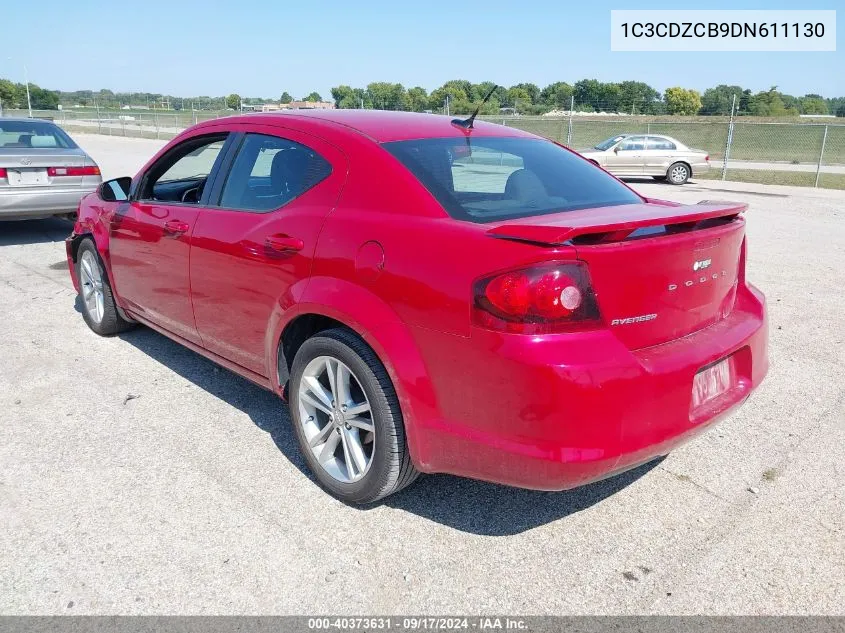 2013 Dodge Avenger Sxt VIN: 1C3CDZCB9DN611130 Lot: 40373631