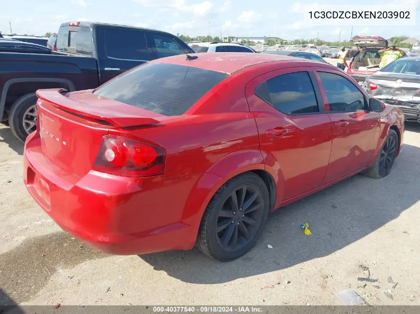 2014 Dodge Avenger Sxt VIN: 1C3CDZCBXEN203902 Lot: 40377540