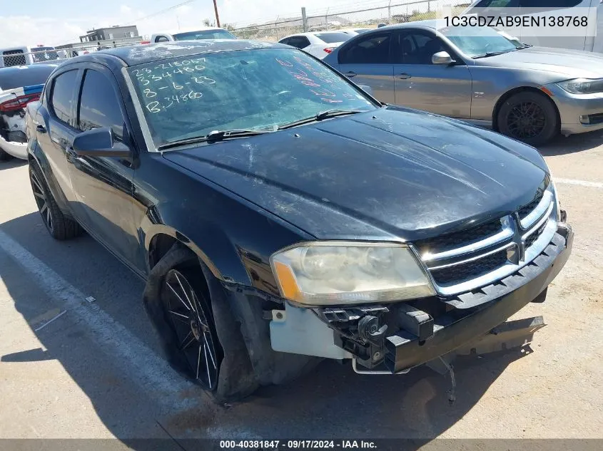 2014 Dodge Avenger Se VIN: 1C3CDZAB9EN138768 Lot: 40381847