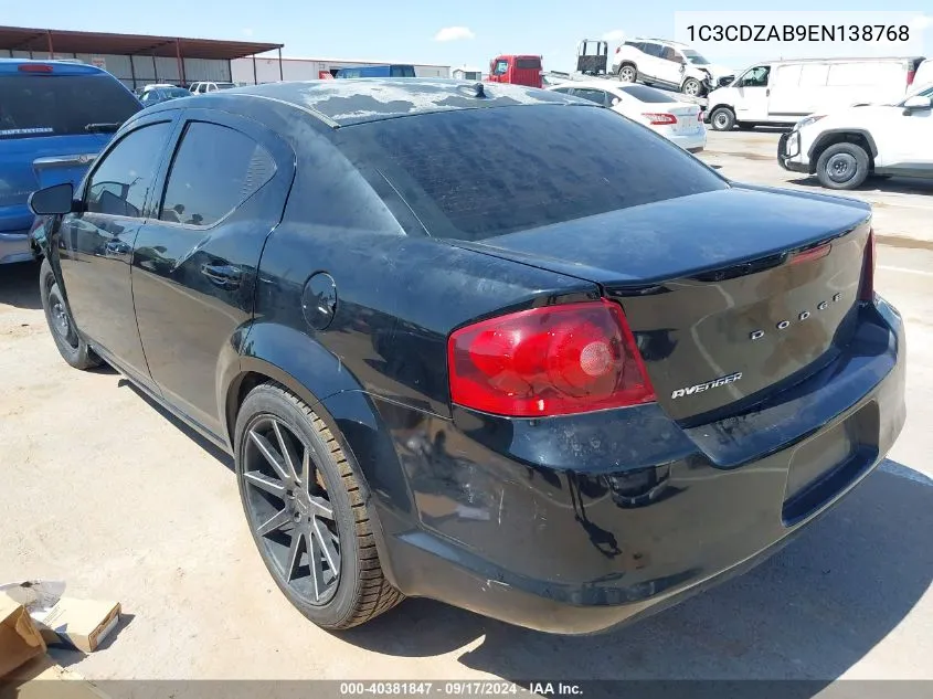 2014 Dodge Avenger Se VIN: 1C3CDZAB9EN138768 Lot: 40381847