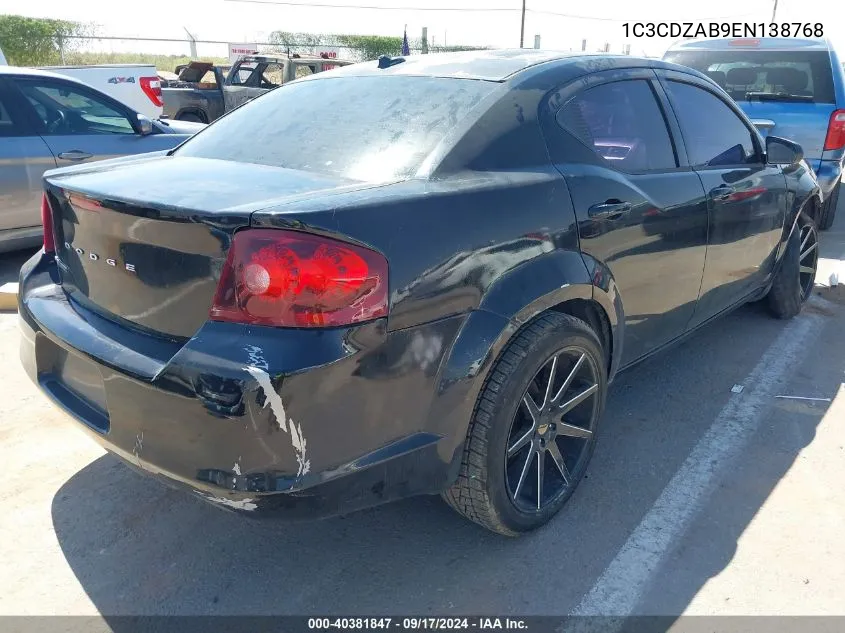 2014 Dodge Avenger Se VIN: 1C3CDZAB9EN138768 Lot: 40381847