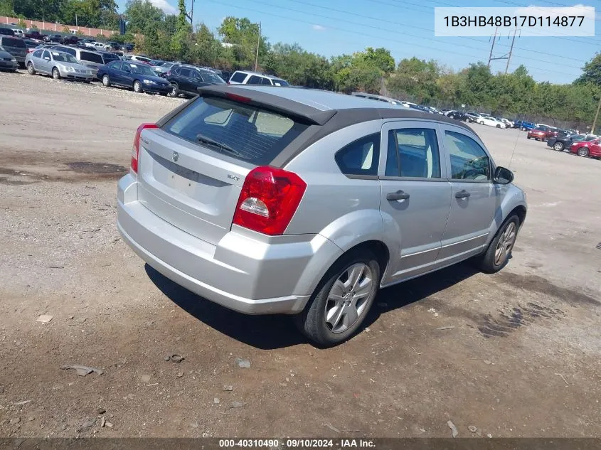 2007 Dodge Caliber Sxt VIN: 1B3HB48B17D114877 Lot: 40310490