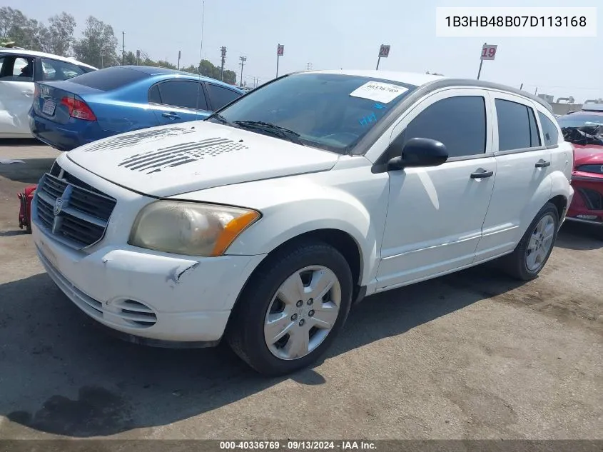 2007 Dodge Caliber Sxt VIN: 1B3HB48B07D113168 Lot: 40336769