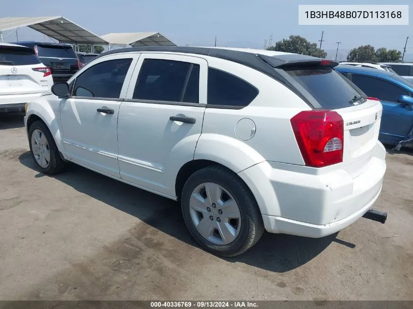 2007 Dodge Caliber Sxt VIN: 1B3HB48B07D113168 Lot: 40336769