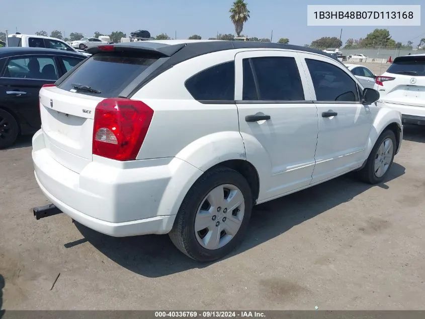 2007 Dodge Caliber Sxt VIN: 1B3HB48B07D113168 Lot: 40336769