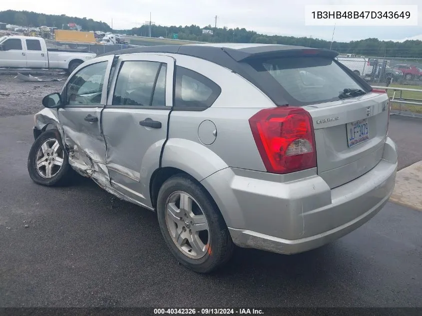 2007 Dodge Caliber Sxt VIN: 1B3HB48B47D343649 Lot: 40342326