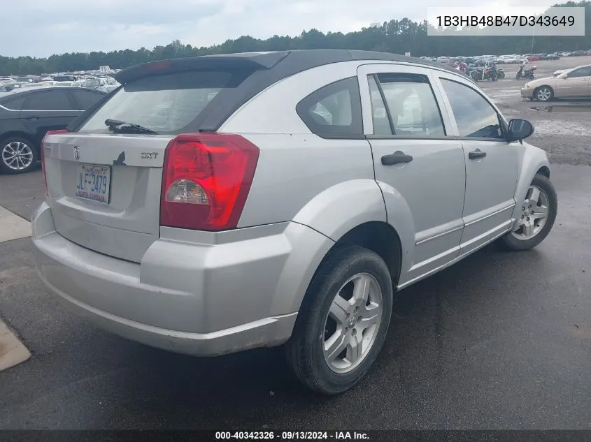 2007 Dodge Caliber Sxt VIN: 1B3HB48B47D343649 Lot: 40342326