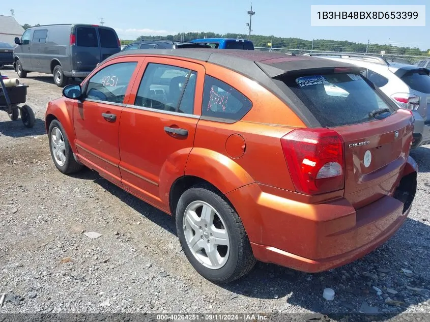 2008 Dodge Caliber Sxt VIN: 1B3HB48BX8D653399 Lot: 40264251