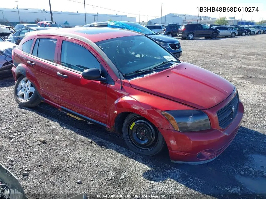 2008 Dodge Caliber Sxt VIN: 1B3HB48B68D610274 Lot: 40309436