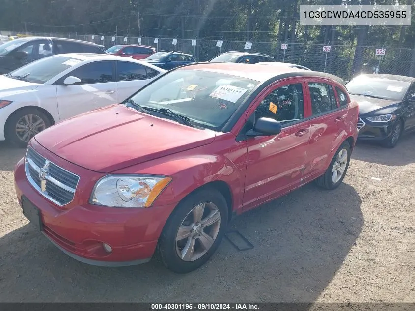 2012 Dodge Caliber Sxt VIN: 1C3CDWDA4CD535955 Lot: 40301195