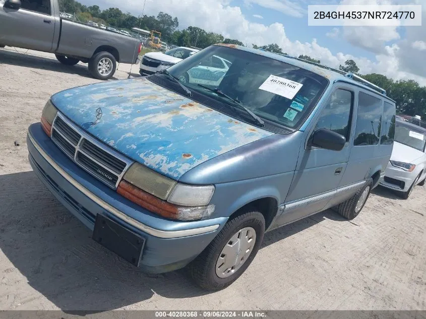 1992 Dodge Caravan Se VIN: 2B4GH4537NR724770 Lot: 40280368