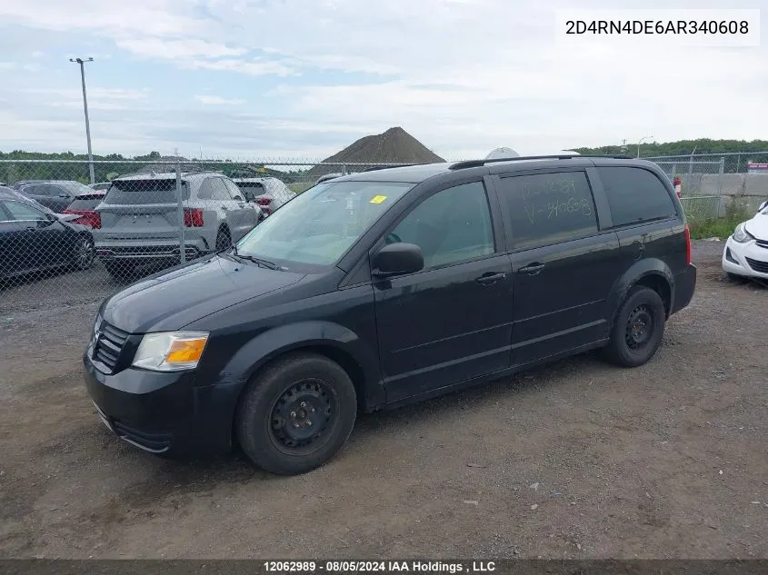 2010 Dodge Grand Caravan Se VIN: 2D4RN4DE6AR340608 Lot: 12062989