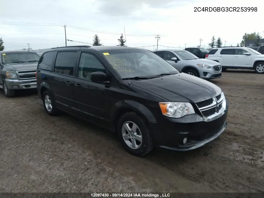 2012 Dodge Grand Caravan Se VIN: 2C4RDGBG3CR253998 Lot: 12097430