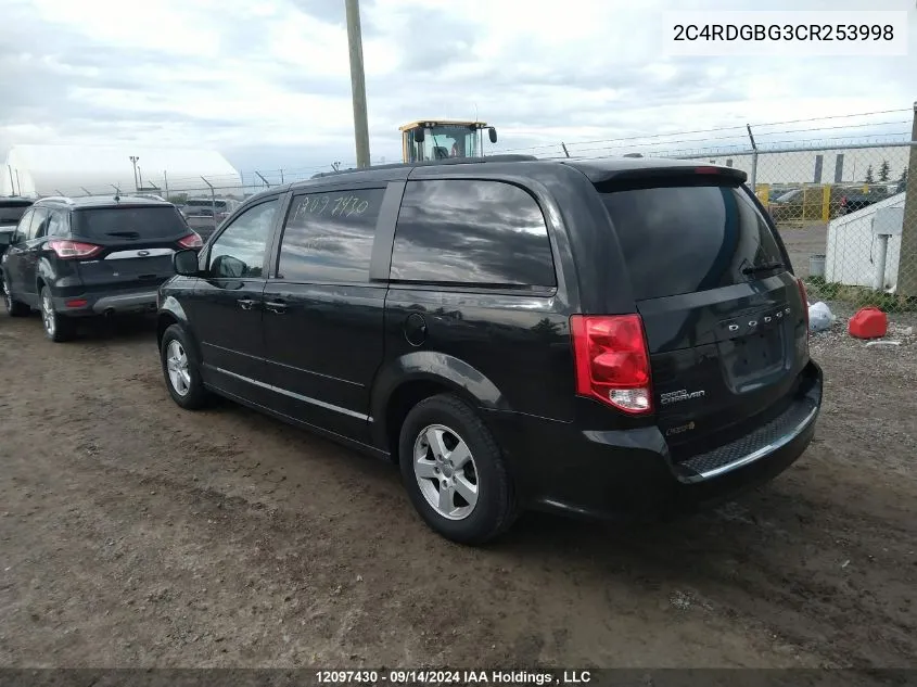 2012 Dodge Grand Caravan Se VIN: 2C4RDGBG3CR253998 Lot: 12097430