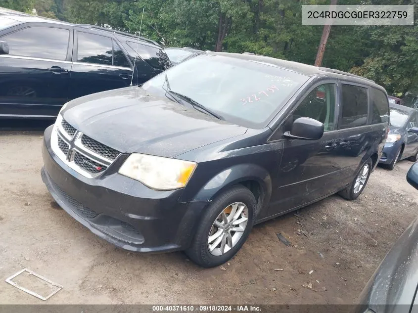 2014 Dodge Grand Caravan Sxt VIN: 2C4RDGCG0ER322759 Lot: 40371610