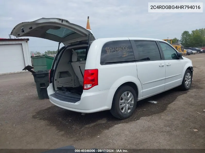 2C4RDGBG4HR794016 2017 Dodge Grand Caravan Se