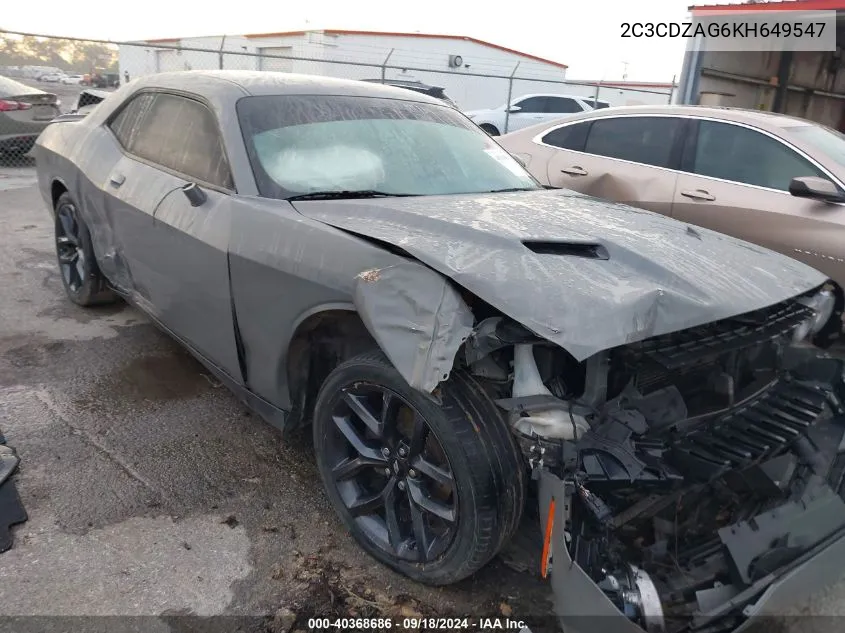 2019 Dodge Challenger Sxt VIN: 2C3CDZAG6KH649547 Lot: 40368686