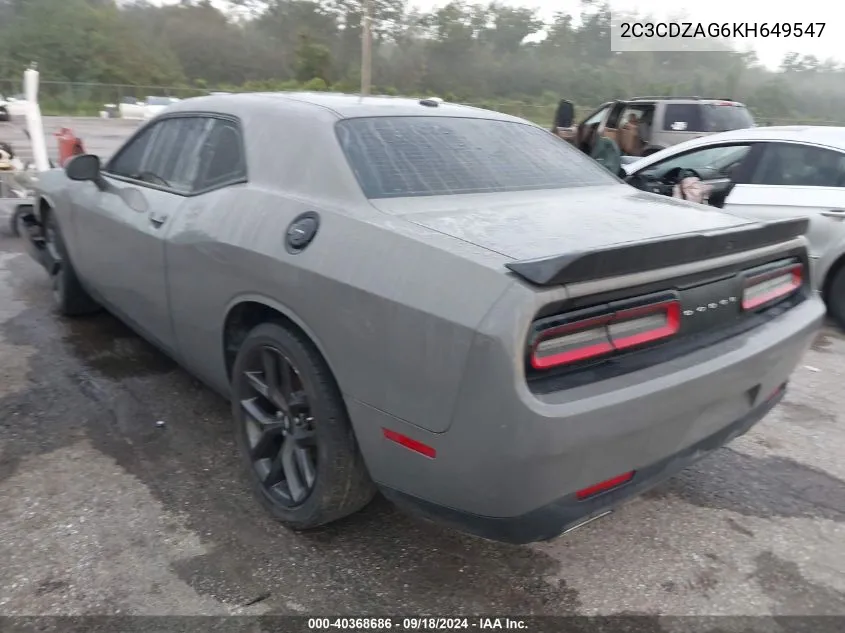 2019 Dodge Challenger Sxt VIN: 2C3CDZAG6KH649547 Lot: 40368686