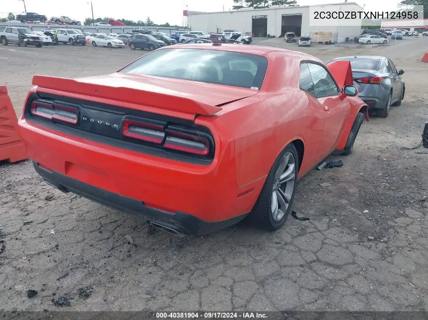 2022 Dodge Challenger R/T VIN: 2C3CDZBTXNH124958 Lot: 40381904