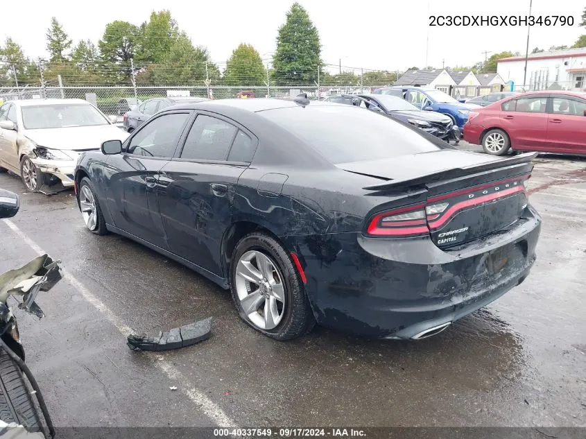 2016 Dodge Charger Sxt VIN: 2C3CDXHGXGH346790 Lot: 40337549