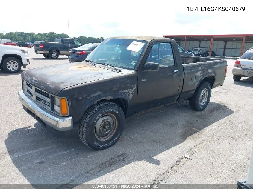 1989 Dodge Dakota VIN: 1B7FL16G4KS040679 Lot: 40163151