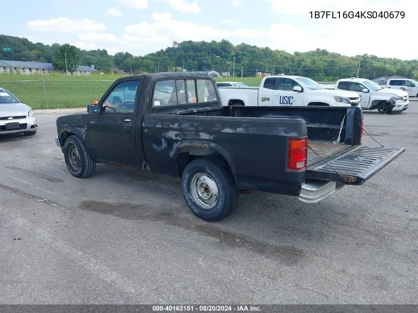 1989 Dodge Dakota VIN: 1B7FL16G4KS040679 Lot: 40163151