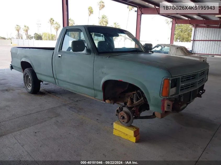 1989 Dodge Dakota VIN: 1B7GG26X4KS195943 Lot: 40181046