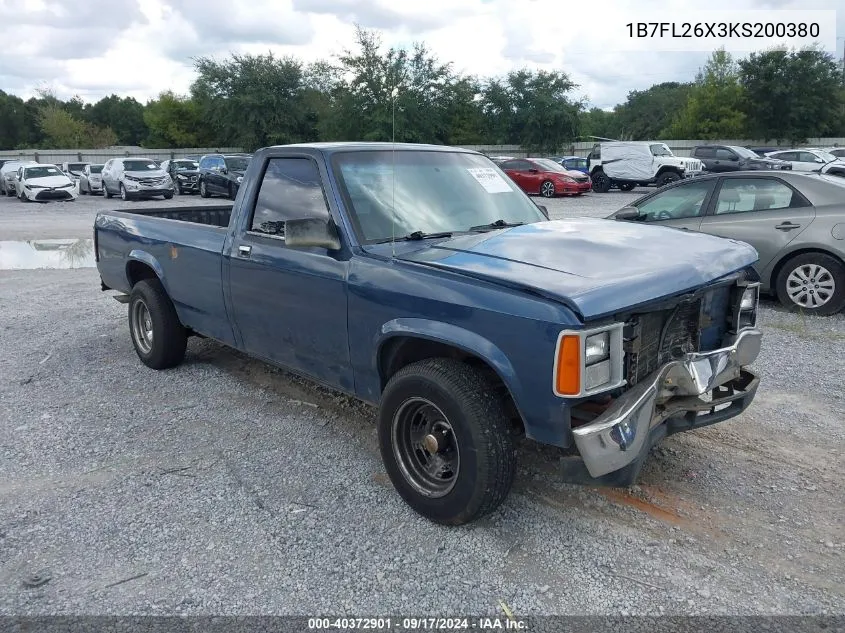 1B7FL26X3KS200380 1989 Dodge Dakota