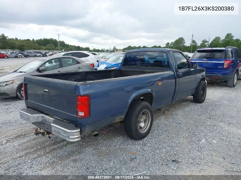 1B7FL26X3KS200380 1989 Dodge Dakota