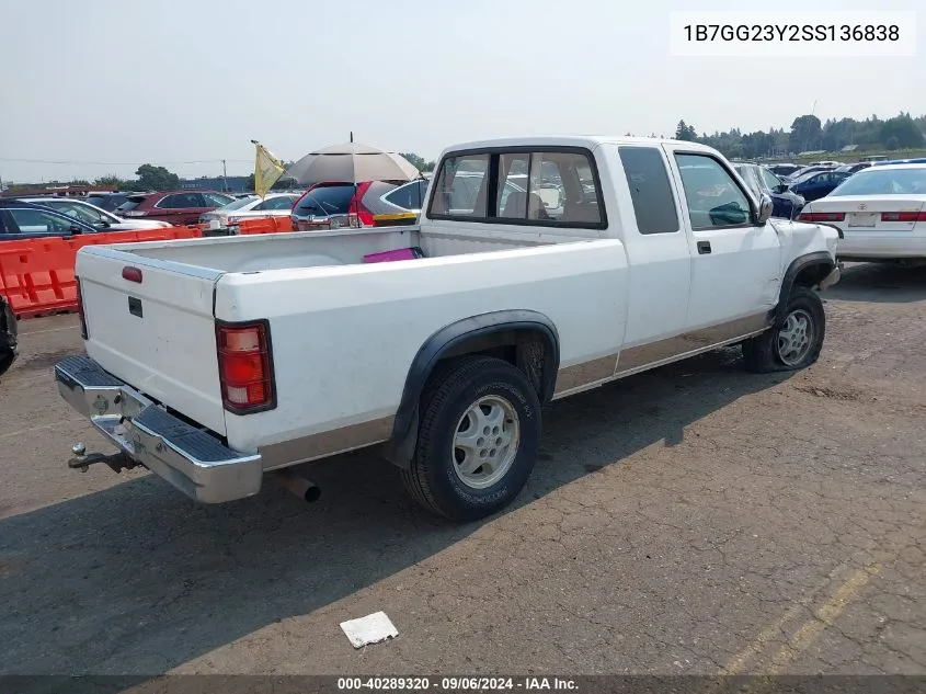 1995 Dodge Dakota VIN: 1B7GG23Y2SS136838 Lot: 40289320