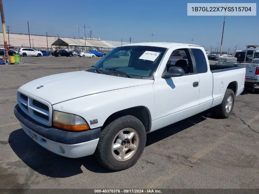 2000 Dodge Dakota Slt/Sport VIN: 1B7GL22X7YS515704 Lot: 40370376