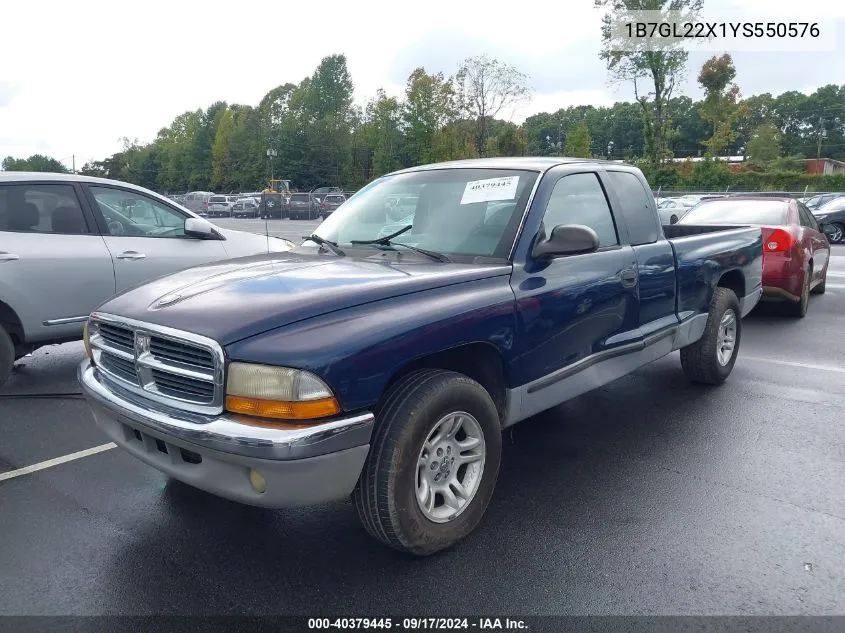 2000 Dodge Dakota Slt/Sport VIN: 1B7GL22X1YS550576 Lot: 40379445