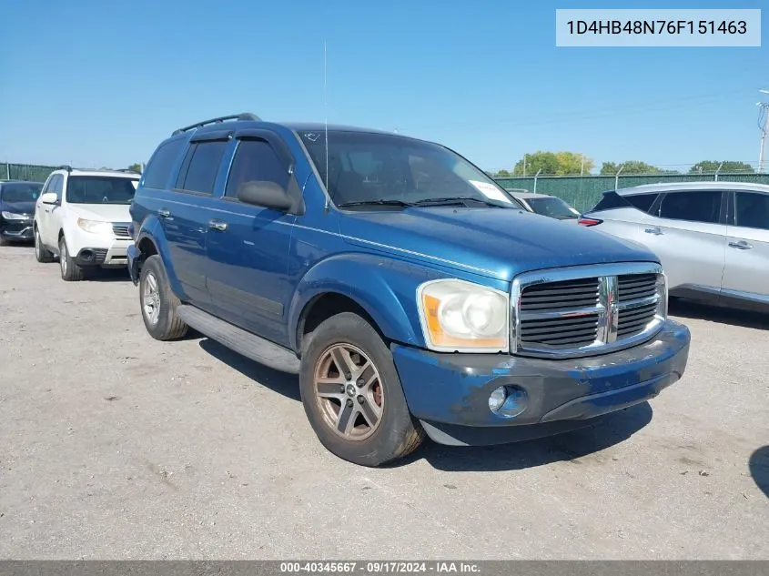 1D4HB48N76F151463 2006 Dodge Durango Slt