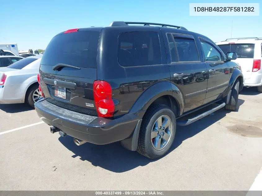 2007 Dodge Durango Slt VIN: 1D8HB48287F581282 Lot: 40337499