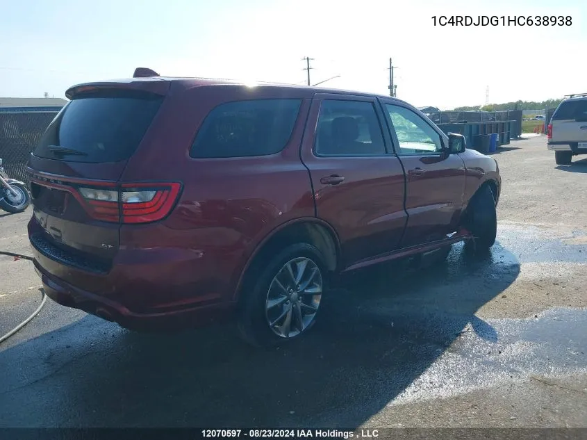 1C4RDJDG1HC638938 2017 Dodge Durango Gt