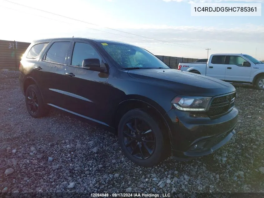 2017 Dodge Durango Gt VIN: 1C4RDJDG5HC785361 Lot: 12094849