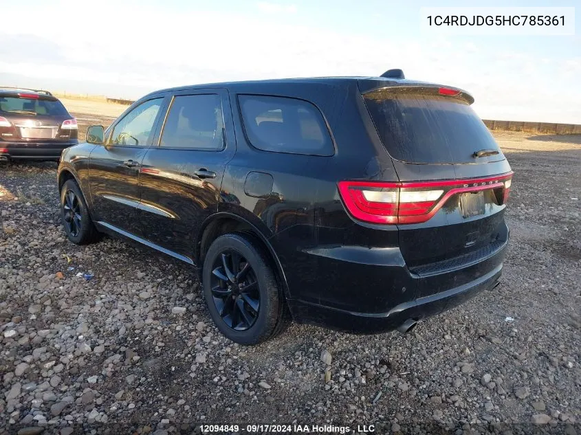 1C4RDJDG5HC785361 2017 Dodge Durango Gt