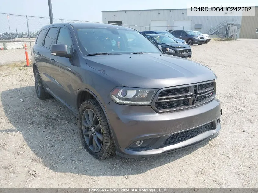 2018 Dodge Durango Gt VIN: 1C4RDJDG4JC242282 Lot: 12059663