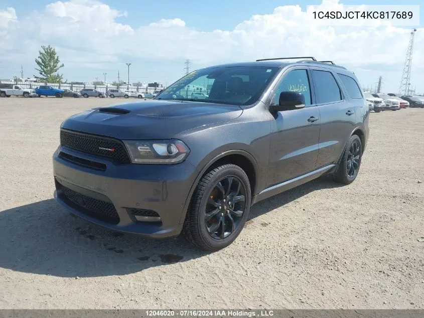 1C4SDJCT4KC817689 2019 Dodge Durango R/T