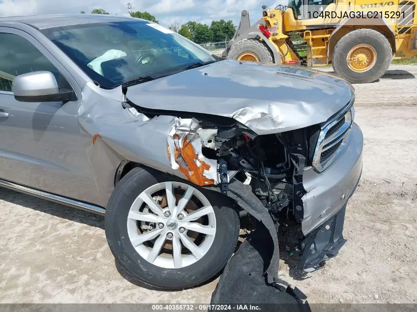 2020 Dodge Durango Sxt Awd VIN: 1C4RDJAG3LC215291 Lot: 40355732