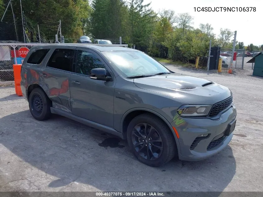 2022 Dodge Durango R/T Plus Awd VIN: 1C4SDJCT9NC106378 Lot: 40377075