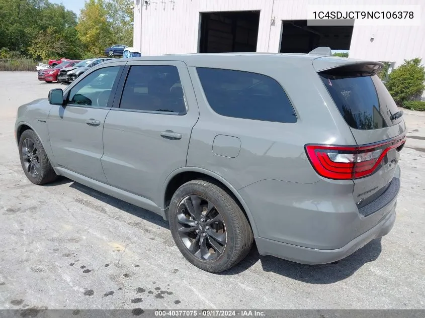 2022 Dodge Durango R/T Plus Awd VIN: 1C4SDJCT9NC106378 Lot: 40377075